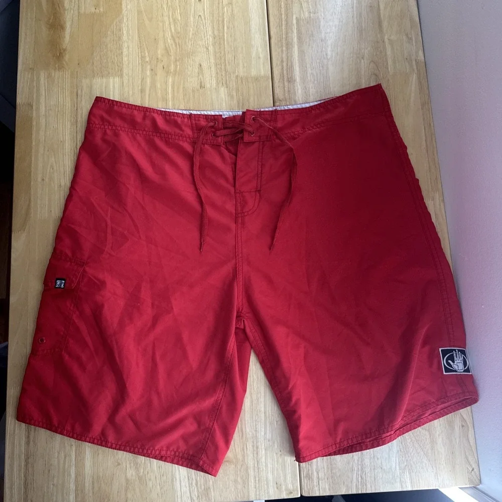 Body Glove Men's‎ Board Shorts Swim Trunks Size 40 Red Drawstring Waist
